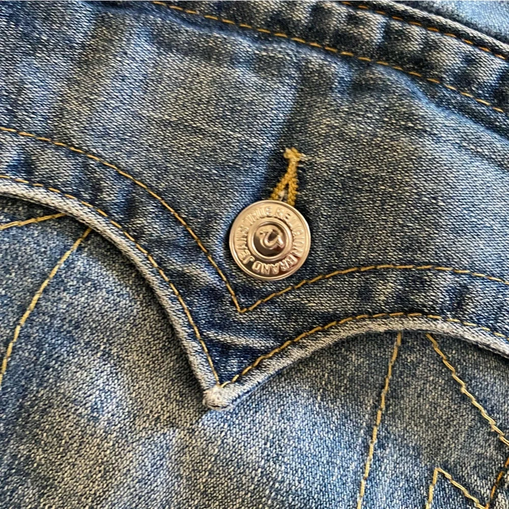 True Religion Jeans Men's 33 straight leg flap pocket blue Cotton